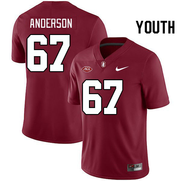 Youth #67 Fisher Anderson Stanford Cardinal 2024 ACC Conference College Football Jerseys Stitched-Ca